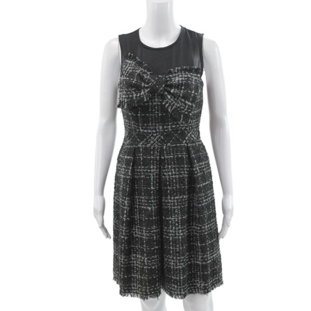 Trina Turk Women Fit & Flare Dress Black Plaid Sleeveless Size 0
